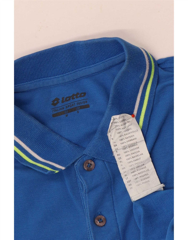 Lotto Mens Polo Shirt Small Blue Striped Cotton