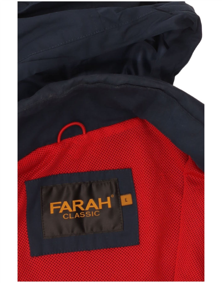 Farah Mens Hooded Rain Jacket UK 40 Large Navy Blue
