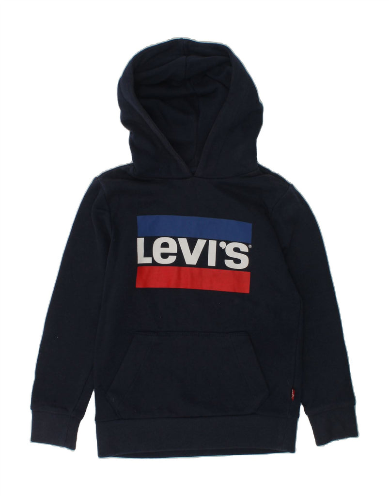LEVI'S Boys Graphic Hoodie Jumper 7-8 Years Navy Blue Cotton | Vintage Levi's | Thrift | Second-Hand Levi's | Used Clothing | Messina Hembry 