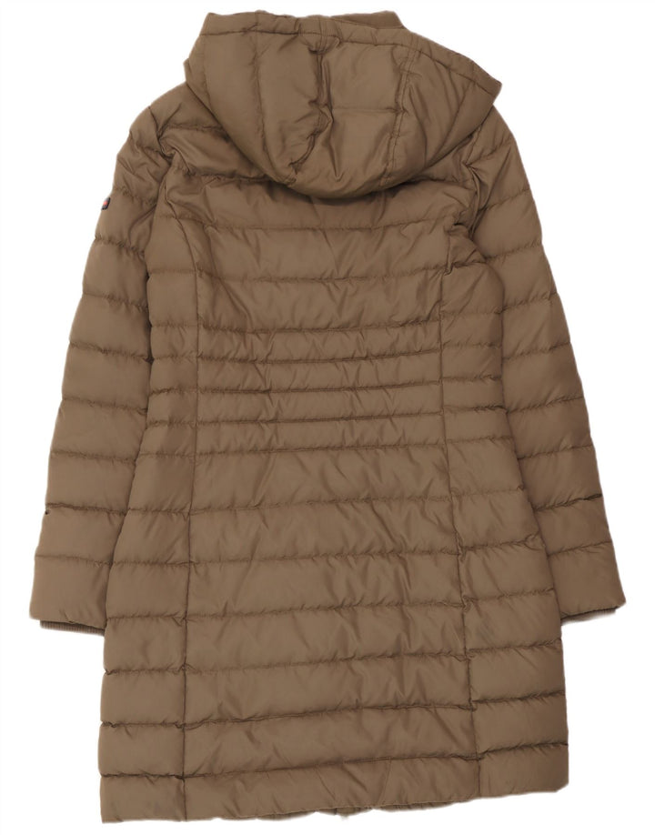 Tommy Hilfiger Womens Hooded Padded Coat UK 14 Medium Beige Polyester