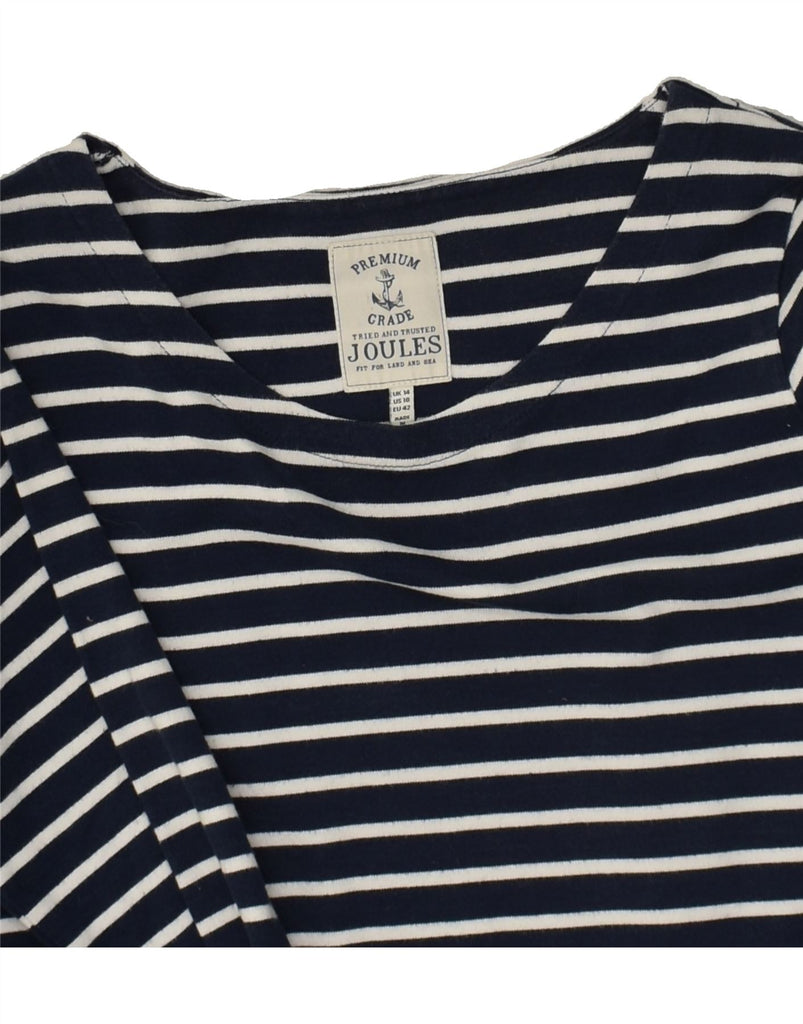 JOULES Womens Basic Dress UK 14 Large  Navy Blue Striped Cotton Nautical | Vintage Joules | Thrift | Second-Hand Joules | Used Clothing | Messina Hembry 