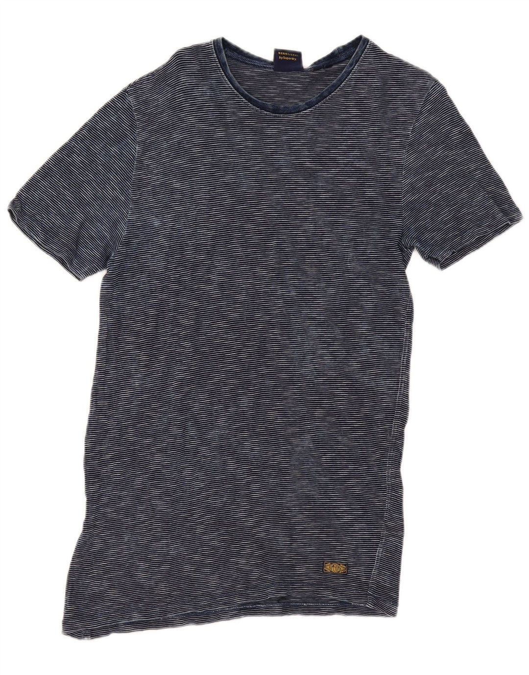 Superdry Mens T-Shirt Top Medium Navy Blue Pinstripe Cotton