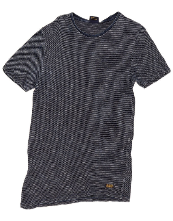 Superdry Mens T-Shirt Top Medium Navy Blue Pinstripe Cotton