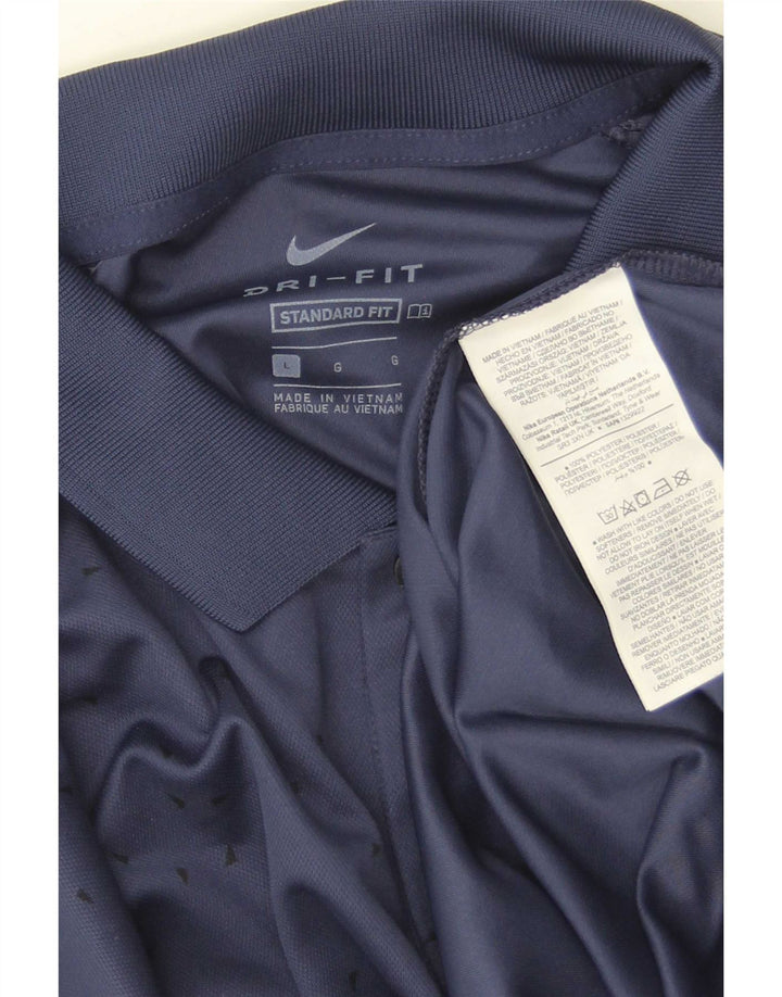 Nike Mens Dri Fit Standard Fit Polo Shirt Large Navy Blue Polyester