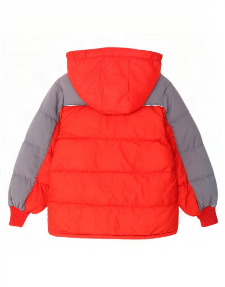 Nike Boys Hooded Padded Jacket 7-8 Years XL Red Colourblock Polyester