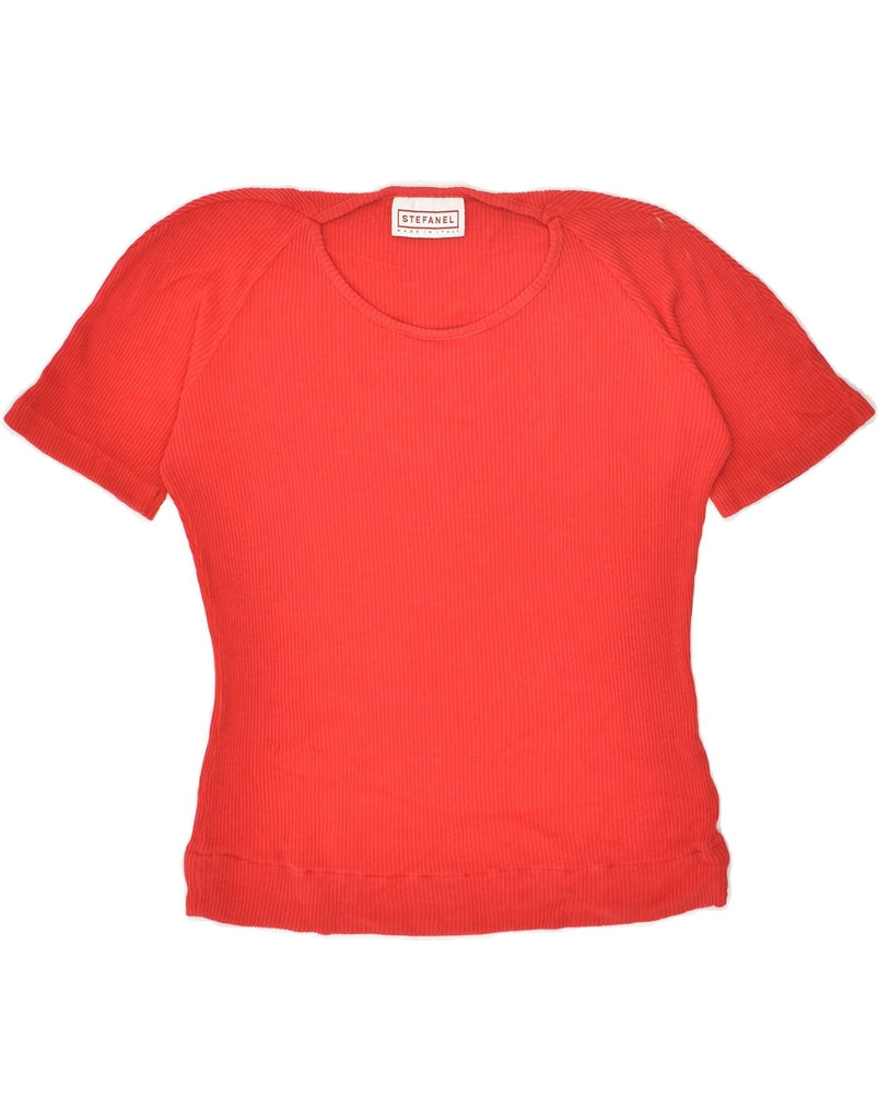 STEFANEL Womens T-Shirt Top UK 14 Medium Red Modal | Vintage Stefanel | Thrift | Second-Hand Stefanel | Used Clothing | Messina Hembry 