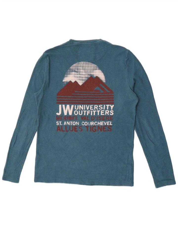 Jack Wills Mens Graphic Top Long Sleeve Medium Blue Cotton