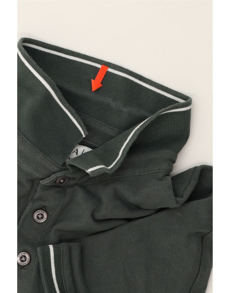 ARMANI Mens Polo Shirt Large Grey Cotton Vintage Armani and Second-Hand Armani from Messina Hembry 