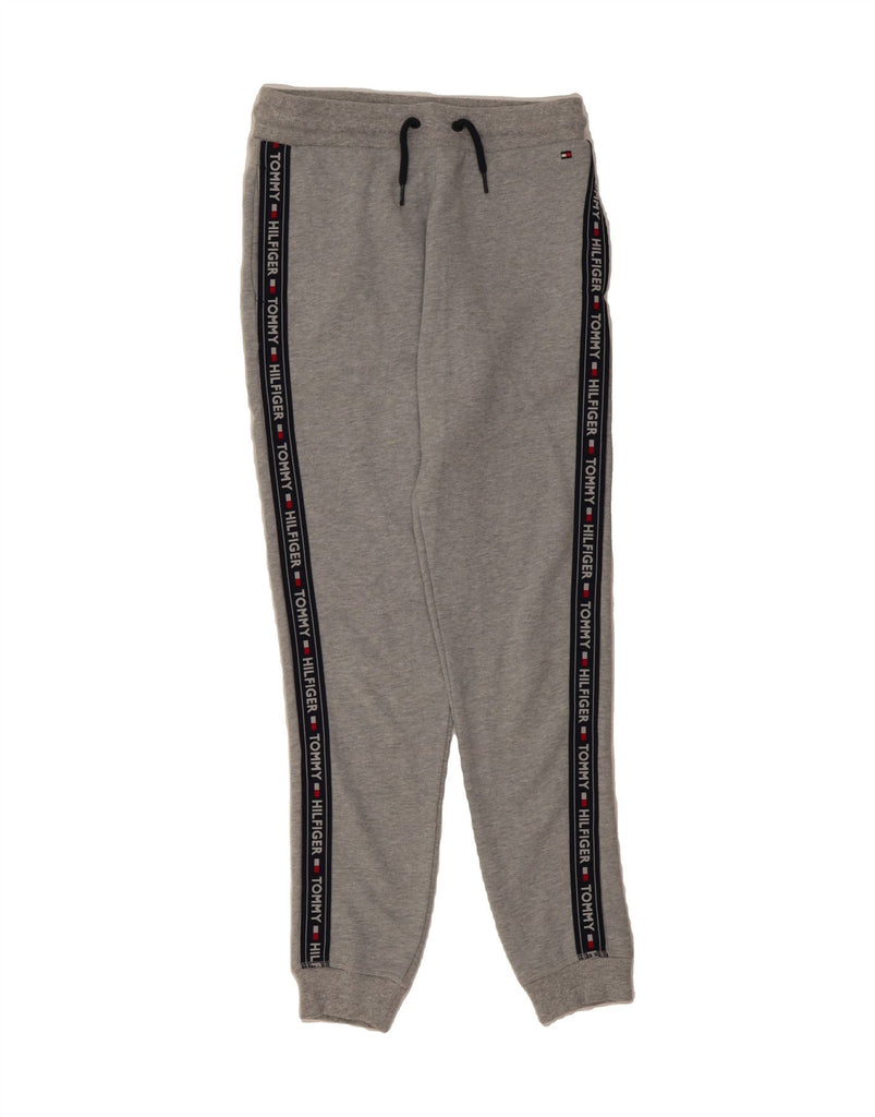 TOMMY HILFIGER Womens Graphic Tracksuit Trousers Joggers UK 10 Small Grey Vintage Tommy Hilfiger and Second-Hand Tommy Hilfiger from Messina Hembry 