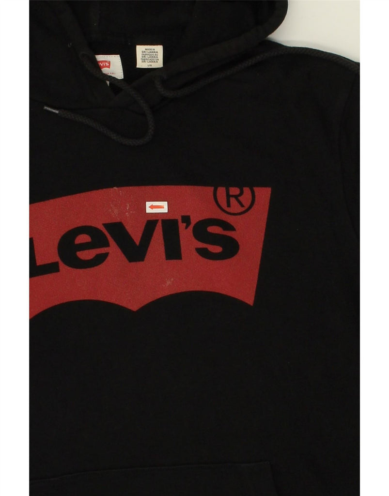 LEVI'S Mens Graphic Hoodie Jumper Large Black Cotton Vintage Levi's and Second-Hand Levi's from Messina Hembry 