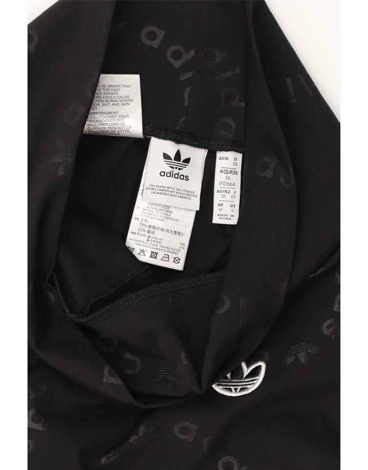 Adidas Womens Graphic Leggings UK 10 Small Black Polyester
