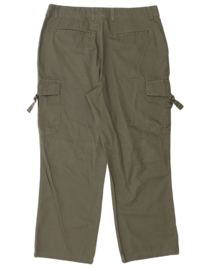 Rainbow Mens Straight Cargo Trousers W36 L28 Khaki Cotton