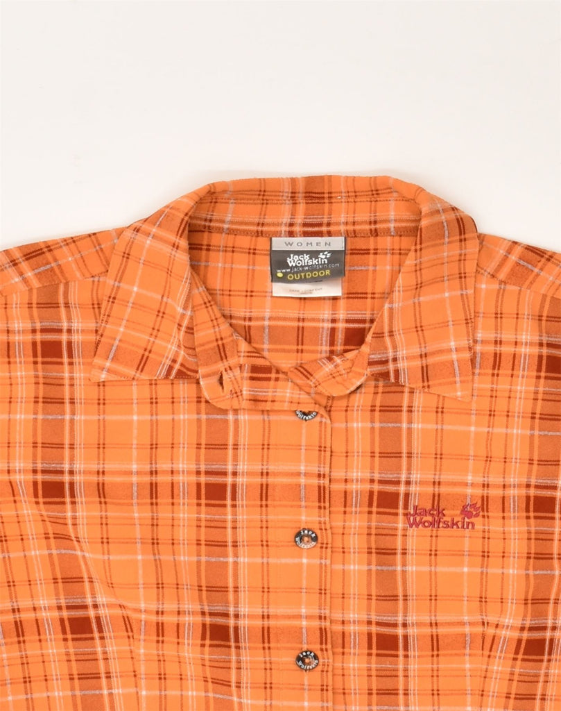 JACK WOLFSKIN Womens Shirt UK 10 Small Orange Check Cotton | Vintage Jack Wolfskin | Thrift | Second-Hand Jack Wolfskin | Used Clothing | Messina Hembry 