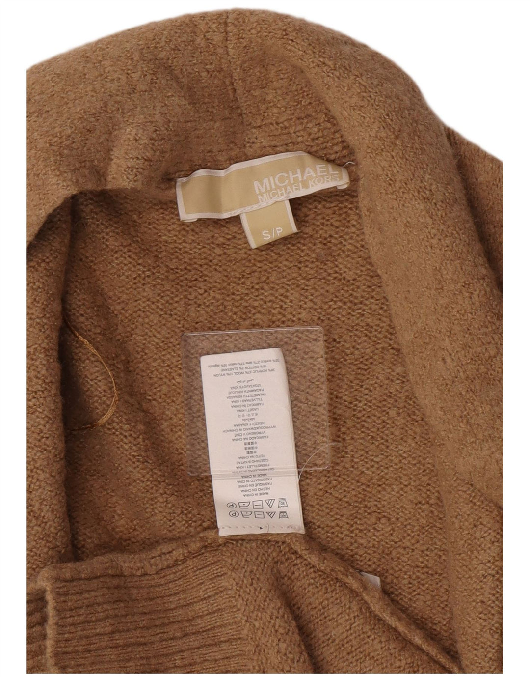 Michael Kors Womens Longline Open Cardigan Sweater UK 10 Small Beige