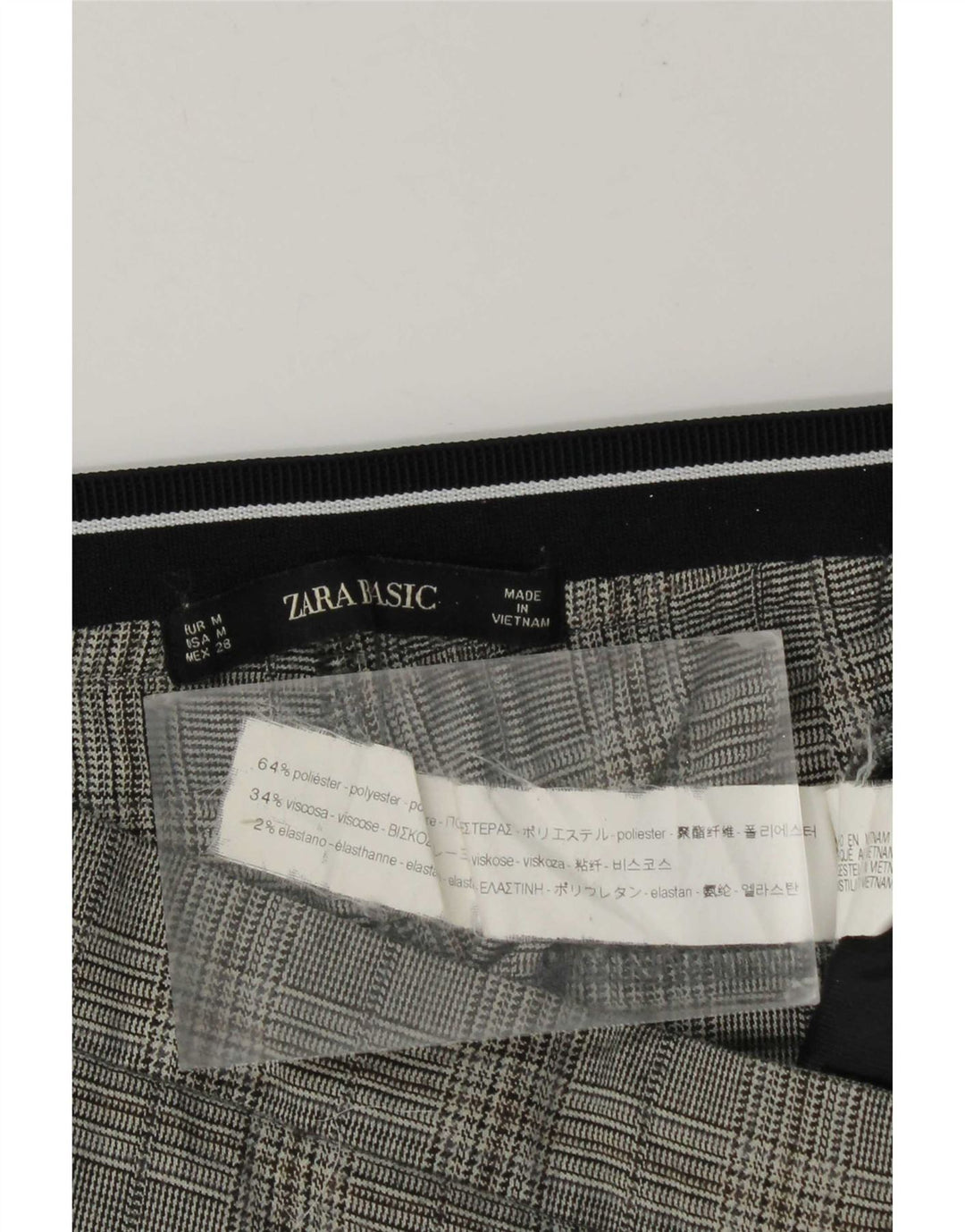 Zara Womens Straight Suit Trousers Medium W28 L27 Grey Check Polyester