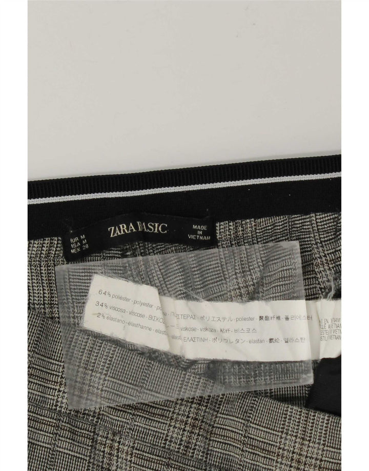 Zara Womens Straight Suit Trousers Medium W28 L27 Grey Check Polyester