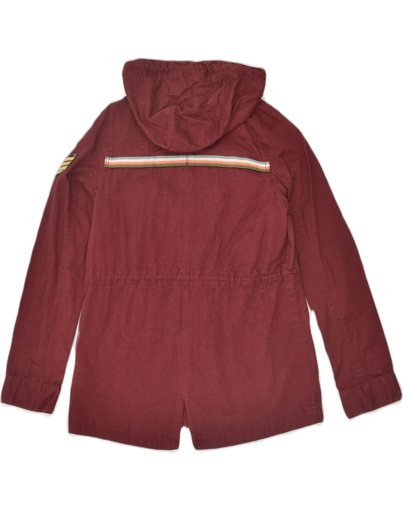 ROXY Womens Hooded Rain Jacket US 4 Small Maroon Cotton | Vintage Roxy | Thrift | Second-Hand Roxy | Used Clothing | Messina Hembry 