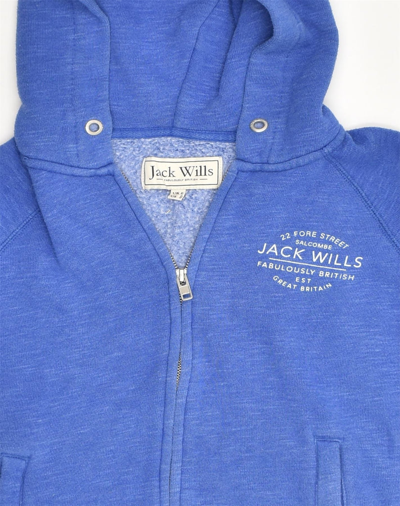 JACK WILLS Womens Zip Hoodie Sweater UK 6 XS  Blue Cotton | Vintage Jack Wills | Thrift | Second-Hand Jack Wills | Used Clothing | Messina Hembry 