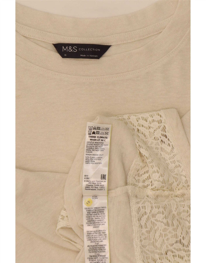 Marks & Spencer Womens Oversized T-Shirt Top UK 16 Large Beige Linen
