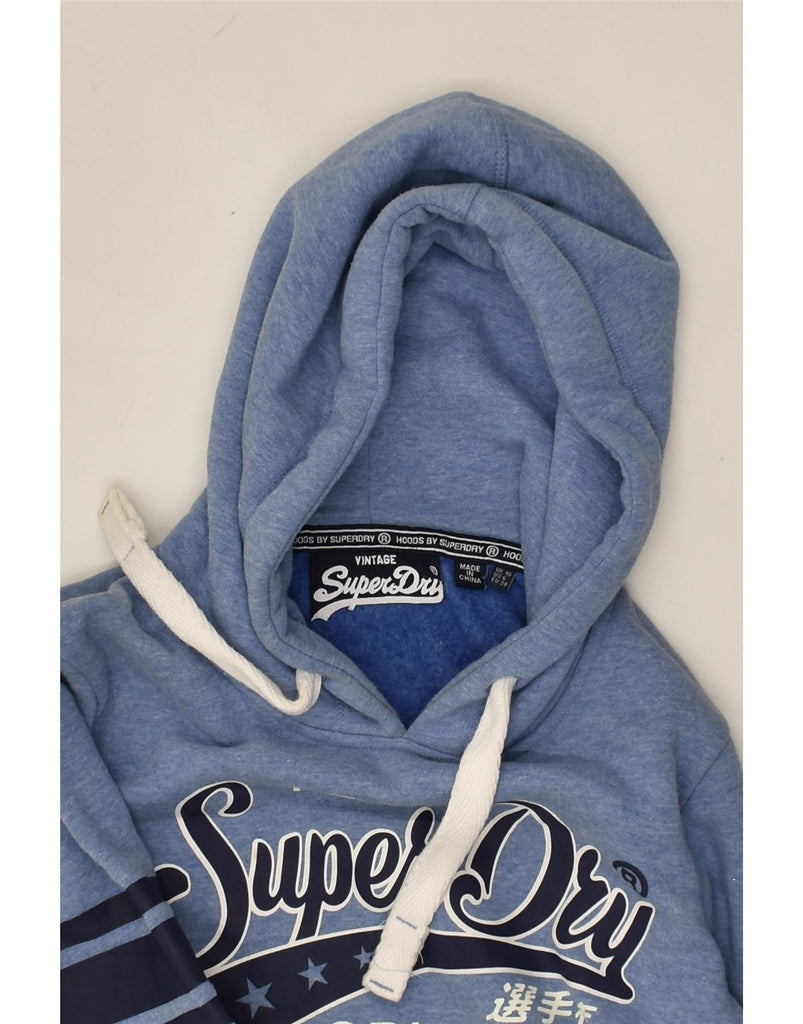 SUPERDRY Womens Graphic Hoodie Jumper UK 10 Small Blue Cotton | Vintage Superdry | Thrift | Second-Hand Superdry | Used Clothing | Messina Hembry 