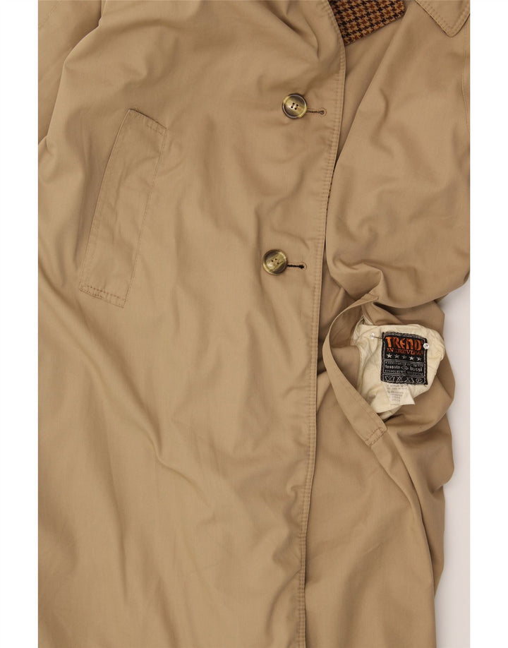 TREND IN TREVIRA Mens Reversible Overcoat UK 38 Medium Beige Polyester