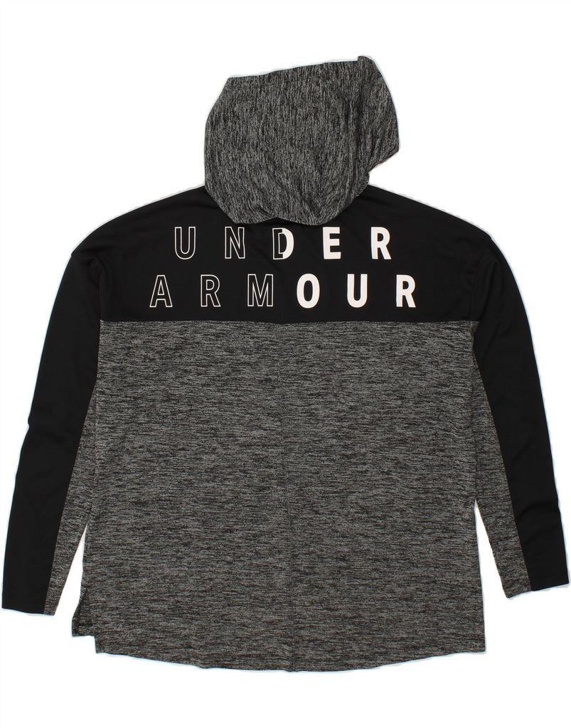 UNDER ARMOUR Mens Hooded Graphic Top Long Sleeve Large Grey Colourblock Vintage Under Armour and Second-Hand Under Armour from Messina Hembry 