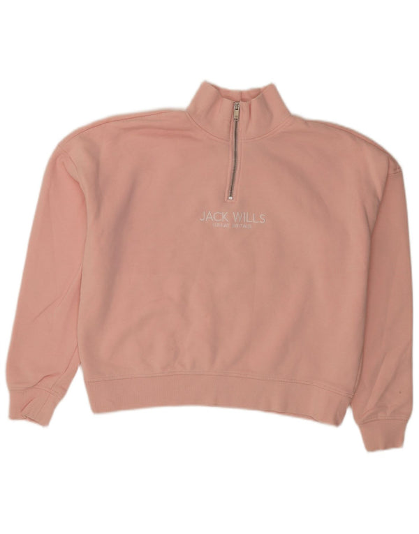 Jack Wills Womens Oversized Graphic Sweatshirt Jumper UK 10 Small Pink