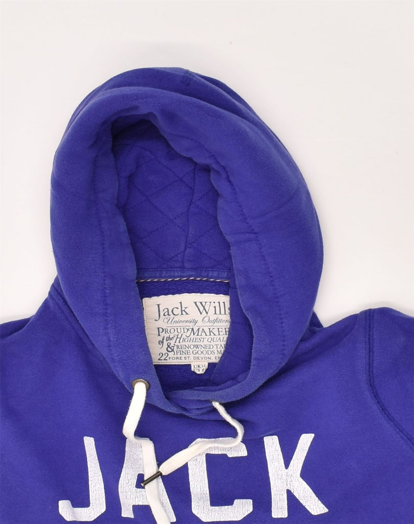 JACK WILLS Womens Graphic Hoodie Jumper UK 12 Medium  Blue Cotton | Vintage Jack Wills | Thrift | Second-Hand Jack Wills | Used Clothing | Messina Hembry 