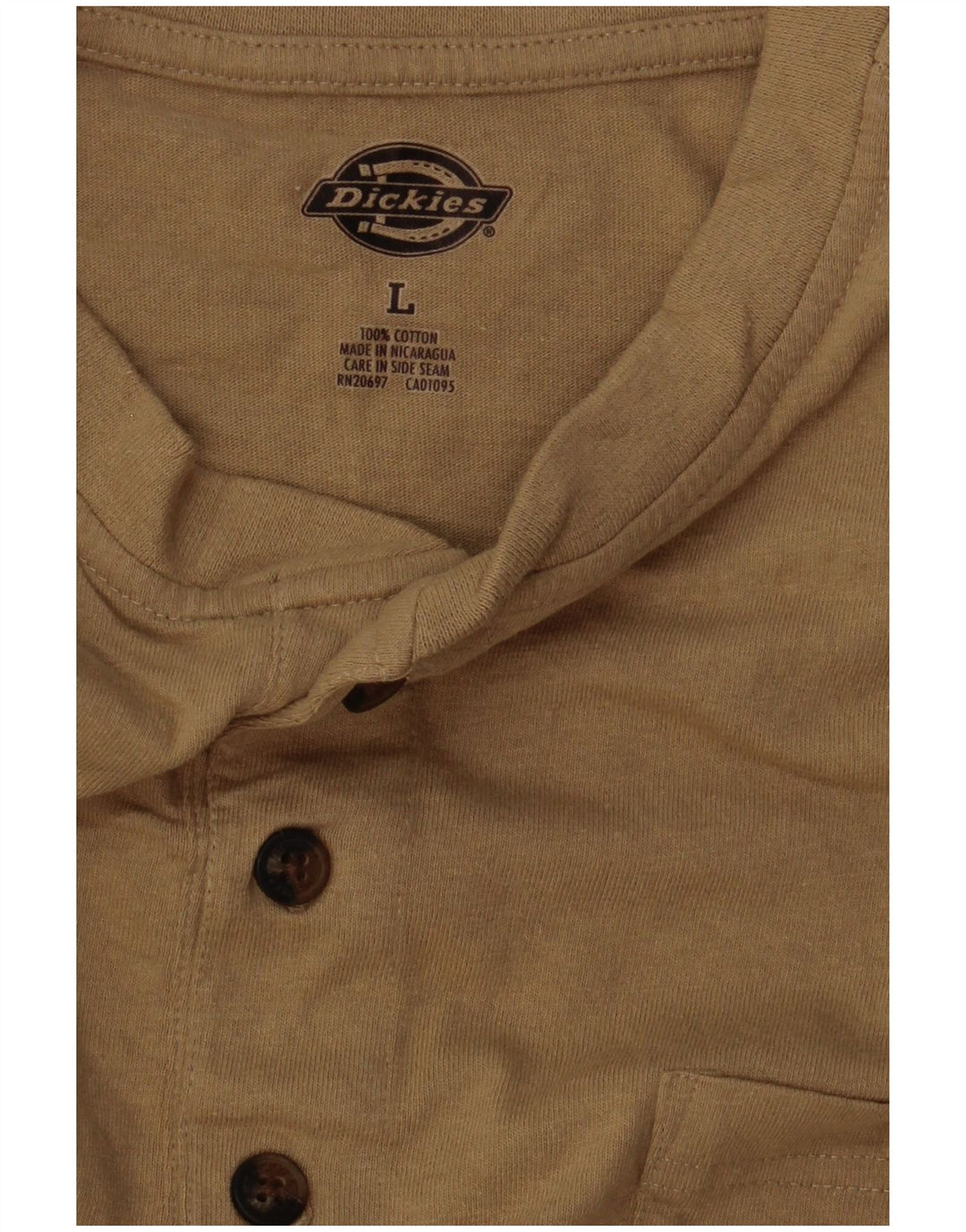 Dickies Mens T-Shirt Top Large Beige Cotton