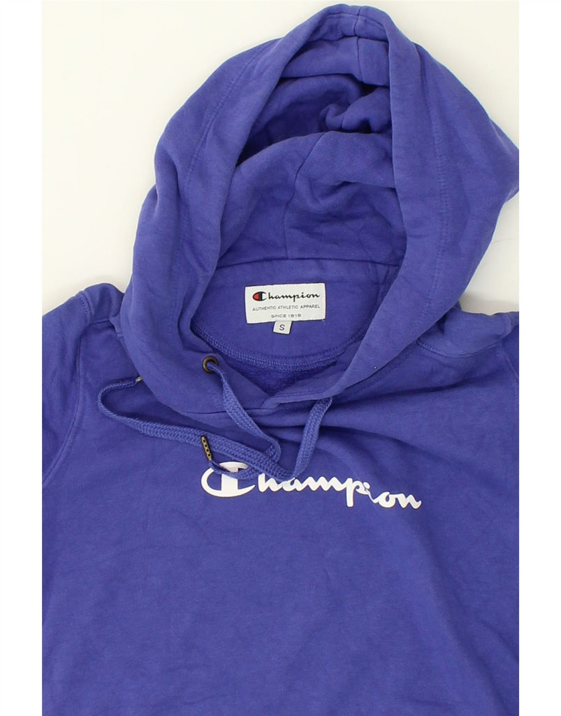 CHAMPION Womens Graphic Hoodie Jumper UK 10 Small Blue | Vintage Champion | Thrift | Second-Hand Champion | Used Clothing | Messina Hembry 