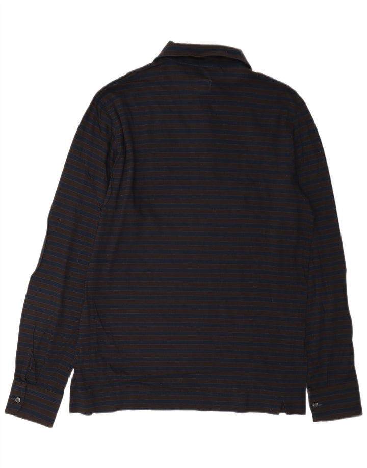 Danolis Mens Pullover Shirt Medium Navy Blue Striped Cotton