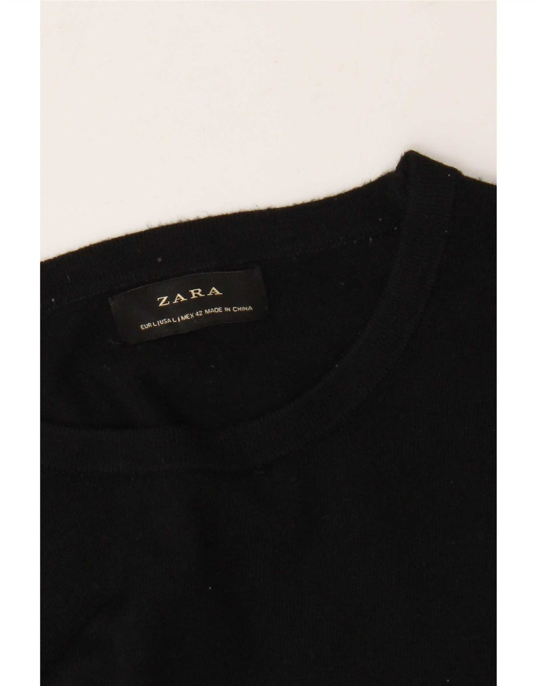 Zara Mens Crew Neck Jumper Sweater Large Black