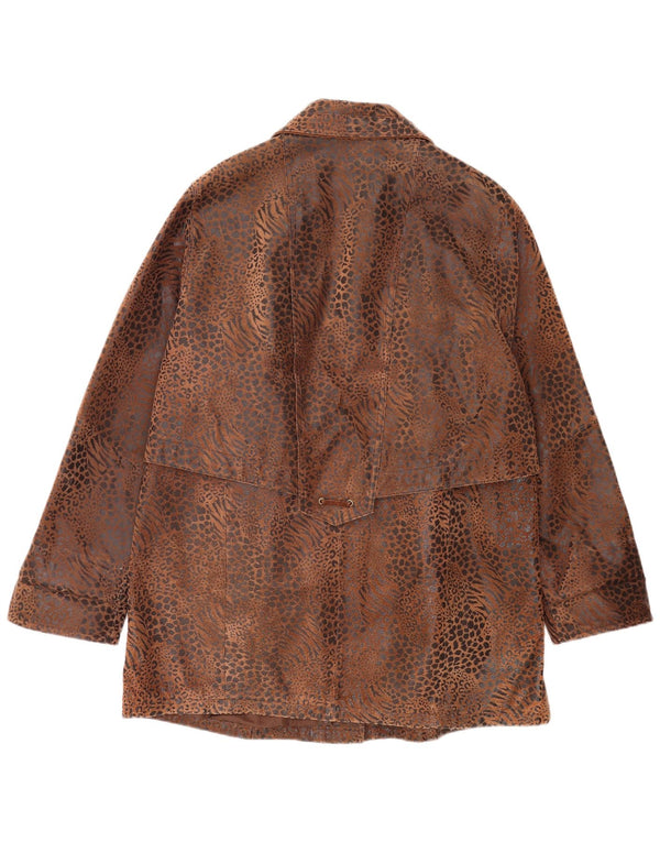 Yuppie Womens Leather Jacket UK 18 XL Brown Animal Print