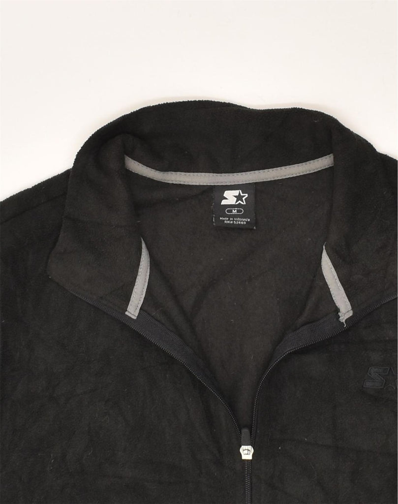 STARTER Mens Fleece Jacket UK 38 Medium Black Polyester | Vintage Starter | Thrift | Second-Hand Starter | Used Clothing | Messina Hembry 