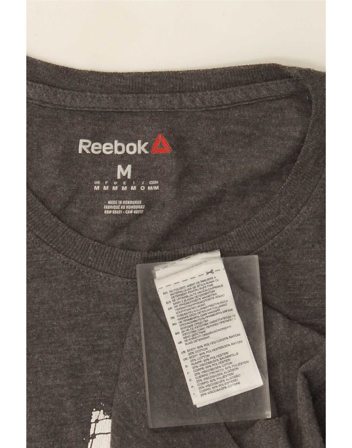 Reebok Mens Graphic T-Shirt Top Medium Grey Polyester