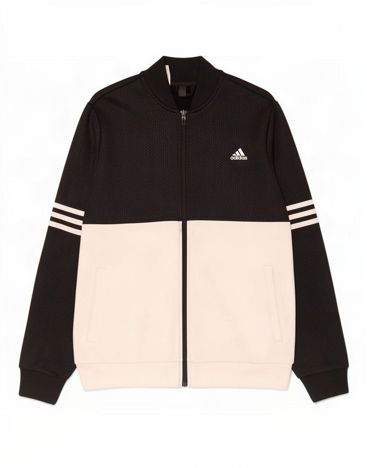 Adidas Boys Tracksuit Top Jacket 13-14 Years Black Colourblock Polyester
