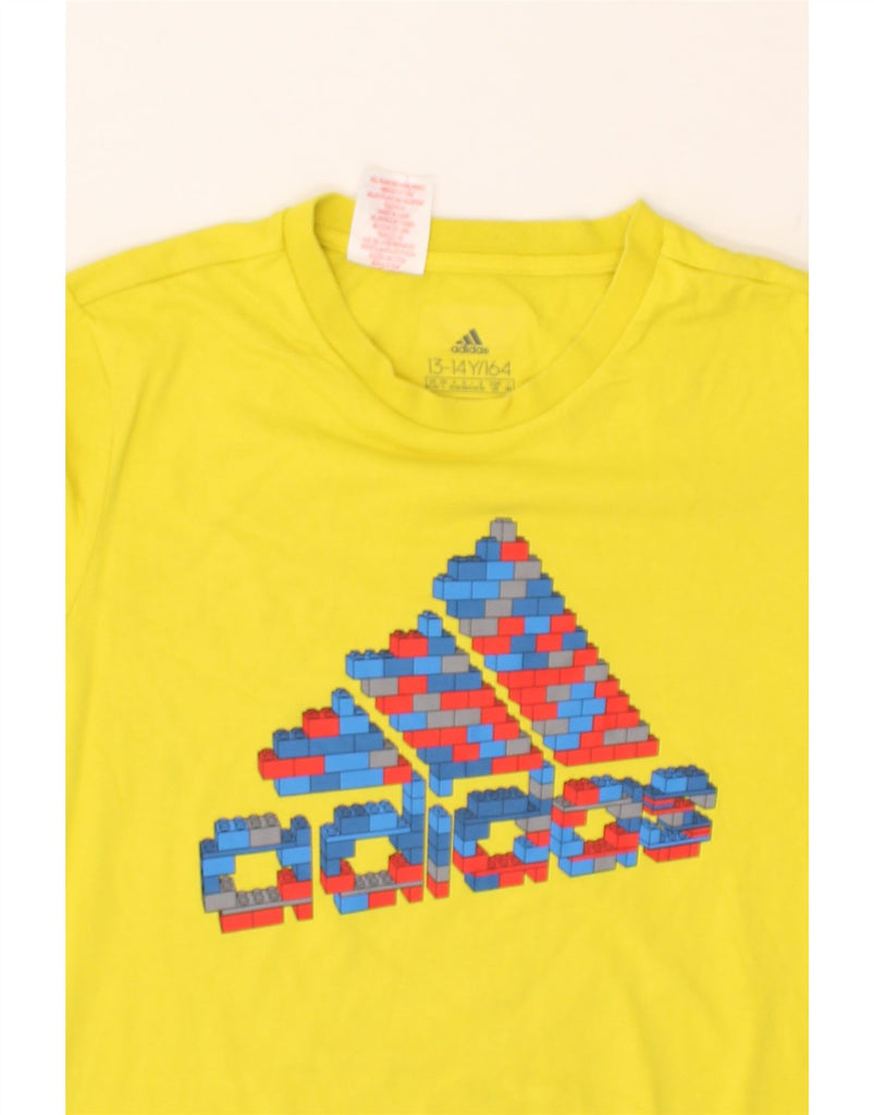 ADIDAS Boys Graphic T-Shirt Top 13-14 Years Yellow Cotton | Vintage Adidas | Thrift | Second-Hand Adidas | Used Clothing | Messina Hembry 