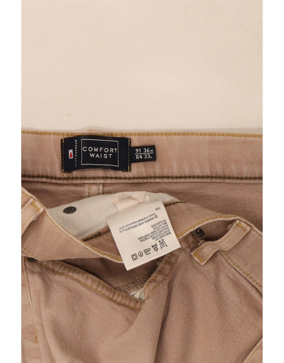 Marks & Spencer Mens Blue Harbour Straight Jeans W36 L33 Beige Cotton