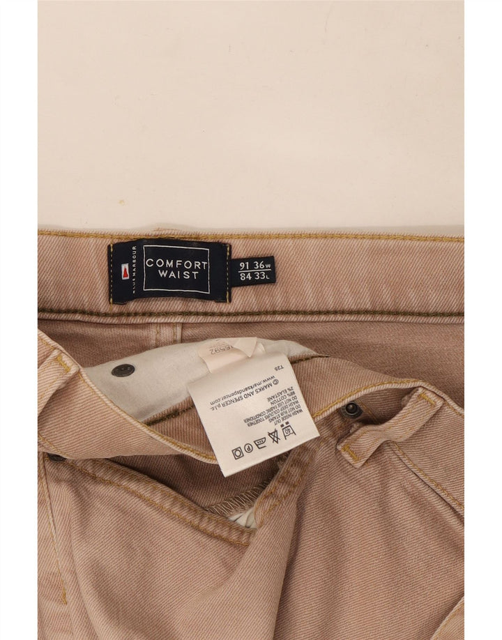 Marks & Spencer Mens Blue Harbour Straight Jeans W36 L33 Beige Cotton
