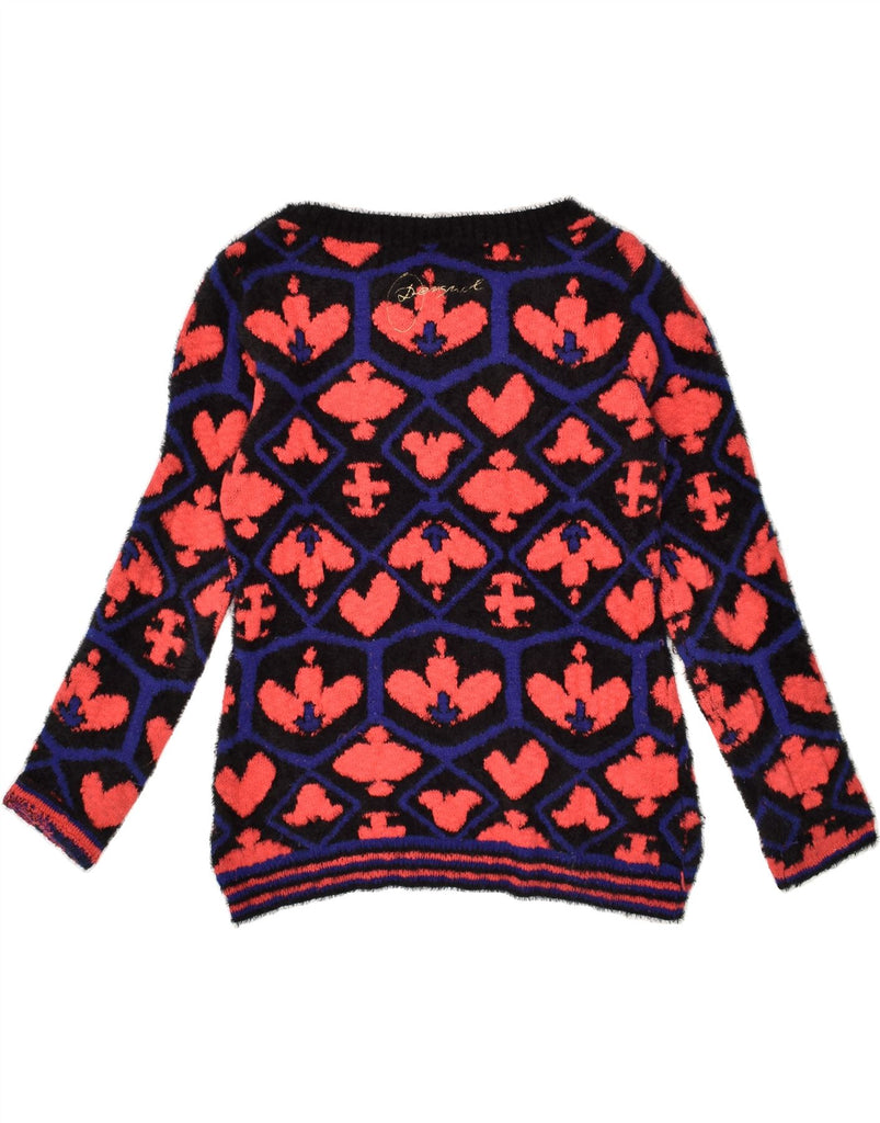DESIGUAL Womens Boat Neck Jumper Sweater UK 14 Medium Pink Argyle/Diamond | Vintage Desigual | Thrift | Second-Hand Desigual | Used Clothing | Messina Hembry 
