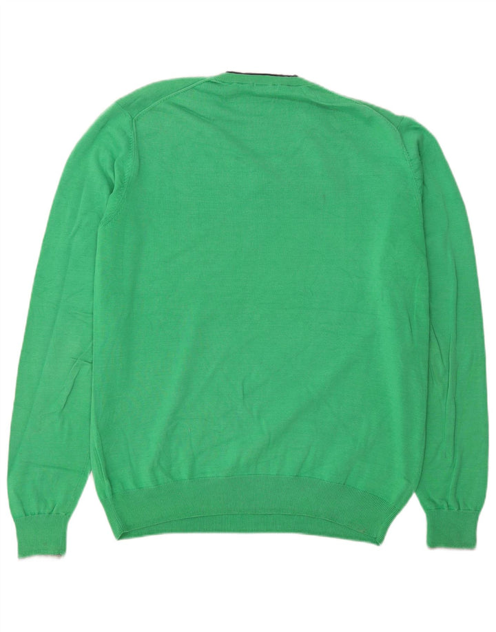 Sun68 Mens V-Neck Jumper Sweater XL Green Cotton