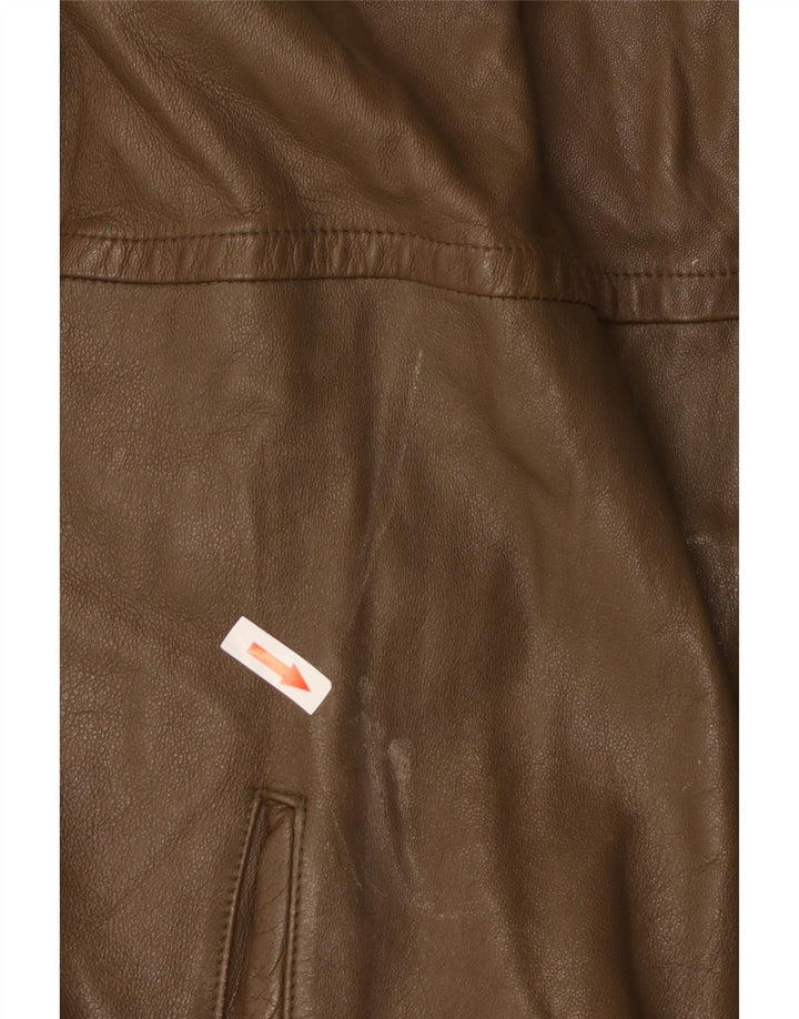 Vintage Mens Leather Jacket UK 40 Large Khaki Leather