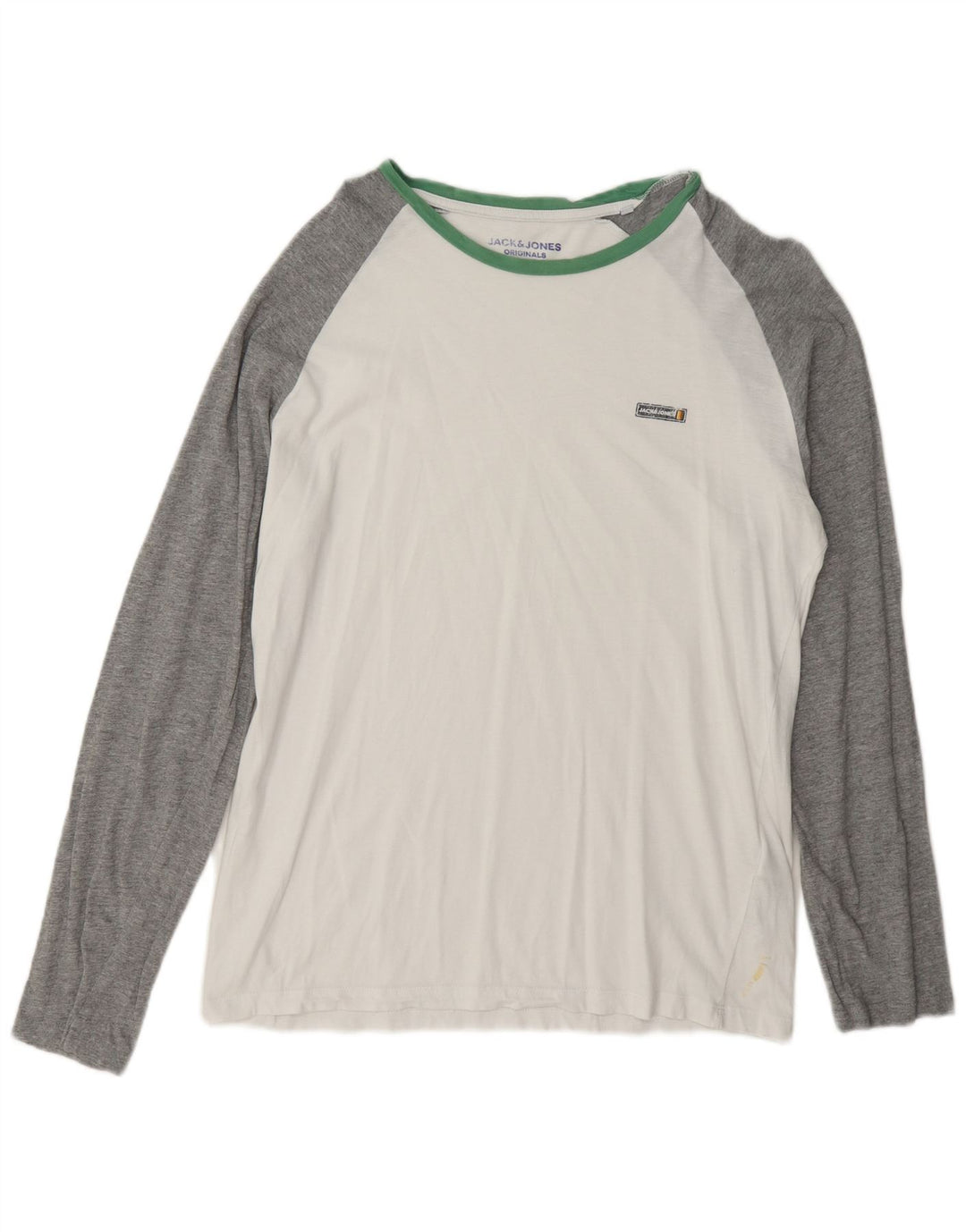 Jack & Jones Mens Regular Fit Top Long Sleeve Large White Colourblock