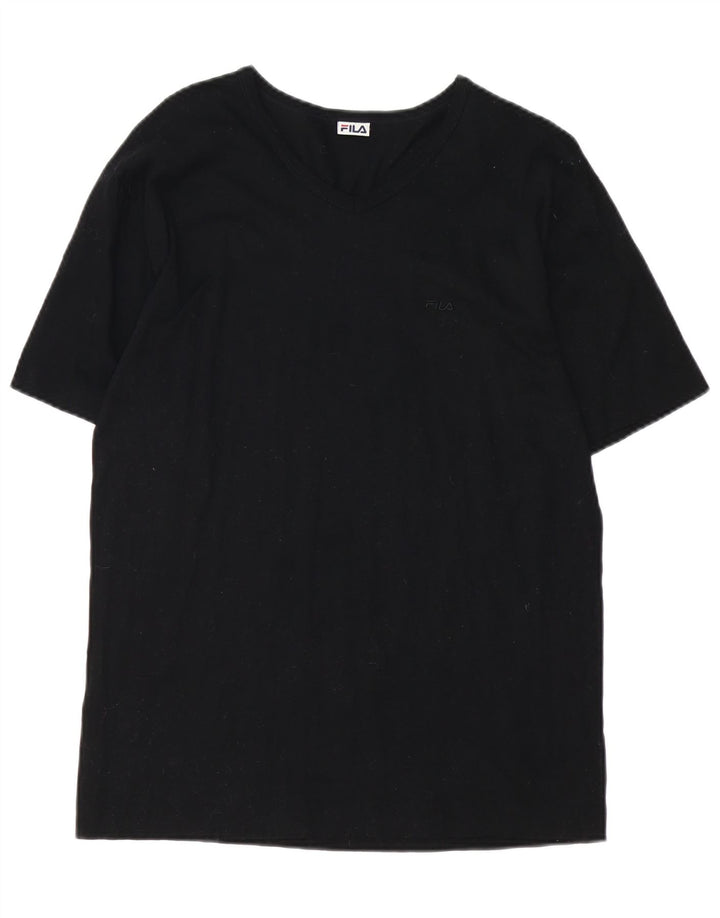 FILA Womens T-Shirt Top UK 14 Medium Black Cotton