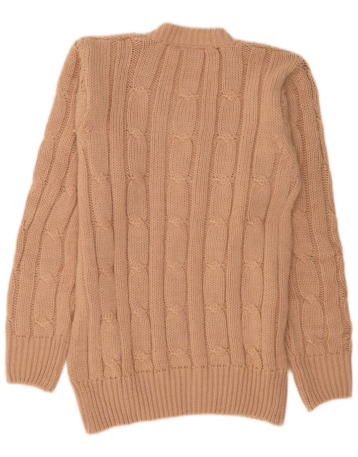 Lotto Womens V-Neck Jumper Sweater UK 12 Medium Brown Acrylic