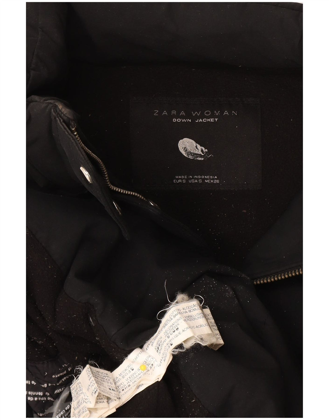 Zara Womens Padded Jacket UK 10 Small Black Cotton