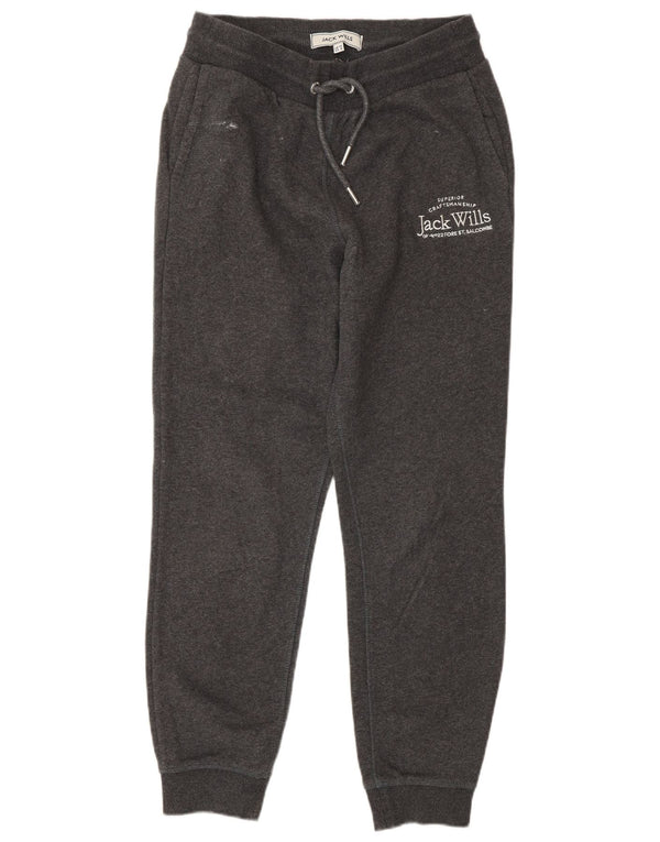 Jack Wills Womens Graphic Tracksuit Trousers Joggers UK 10 Small Grey