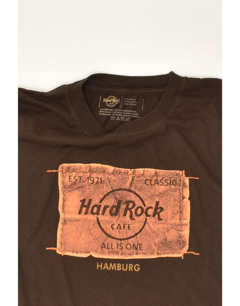 HARD ROCK CAFE Mens Hamburg Graphic T-Shirt Top XL Brown Cotton | Vintage Hard Rock Cafe | Thrift | Second-Hand Hard Rock Cafe | Used Clothing | Messina Hembry 