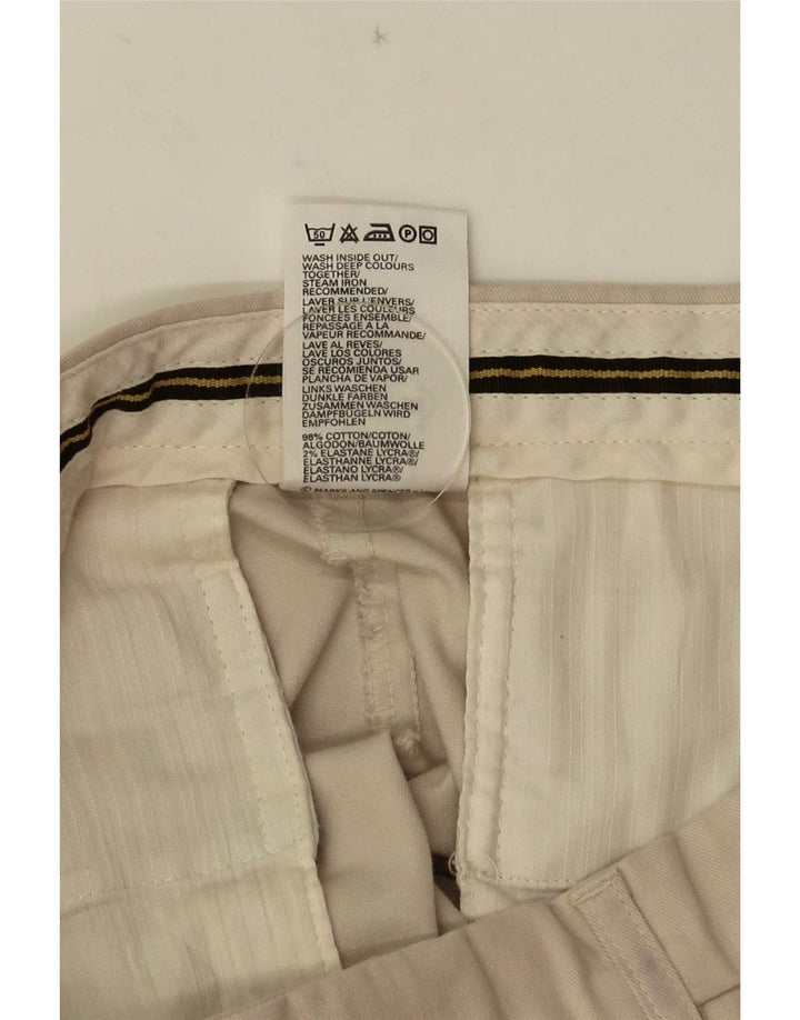 Marks & Spencer Mens Pegged Suit Trousers W34 L31 Beige Cotton