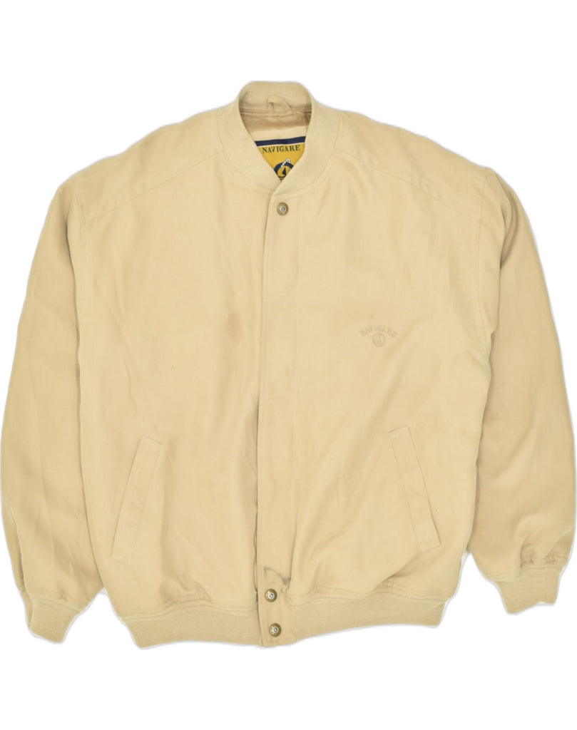 NAVIGARE Mens Bomber Jacket UK 40 Large Beige Polyamide | Vintage Navigare | Thrift | Second-Hand Navigare | Used Clothing | Messina Hembry 